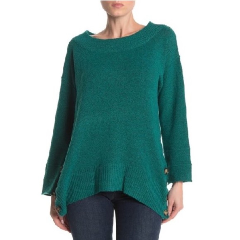 Democracy Side Button Boatneck Sweater